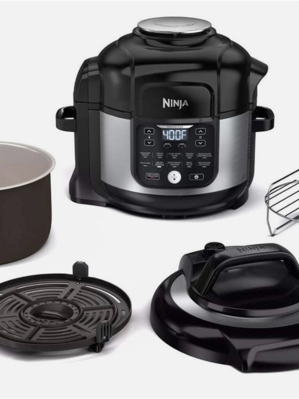 Ninja Multi-Cooker and Accessories in Black and Stainless Steel